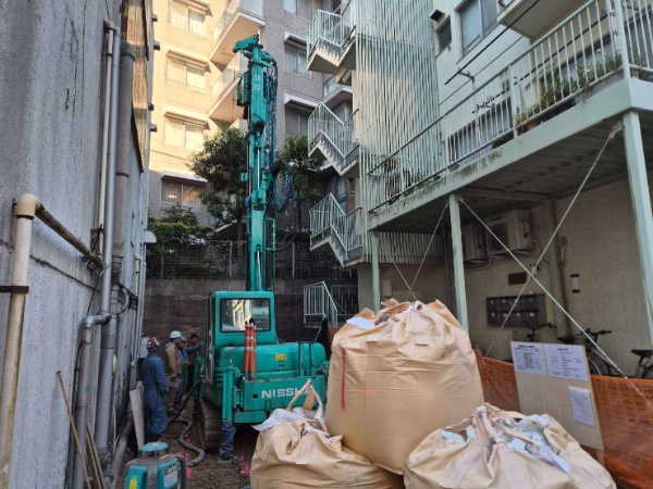 東京都中野区東中野におけるGIコラム-S工法の施工